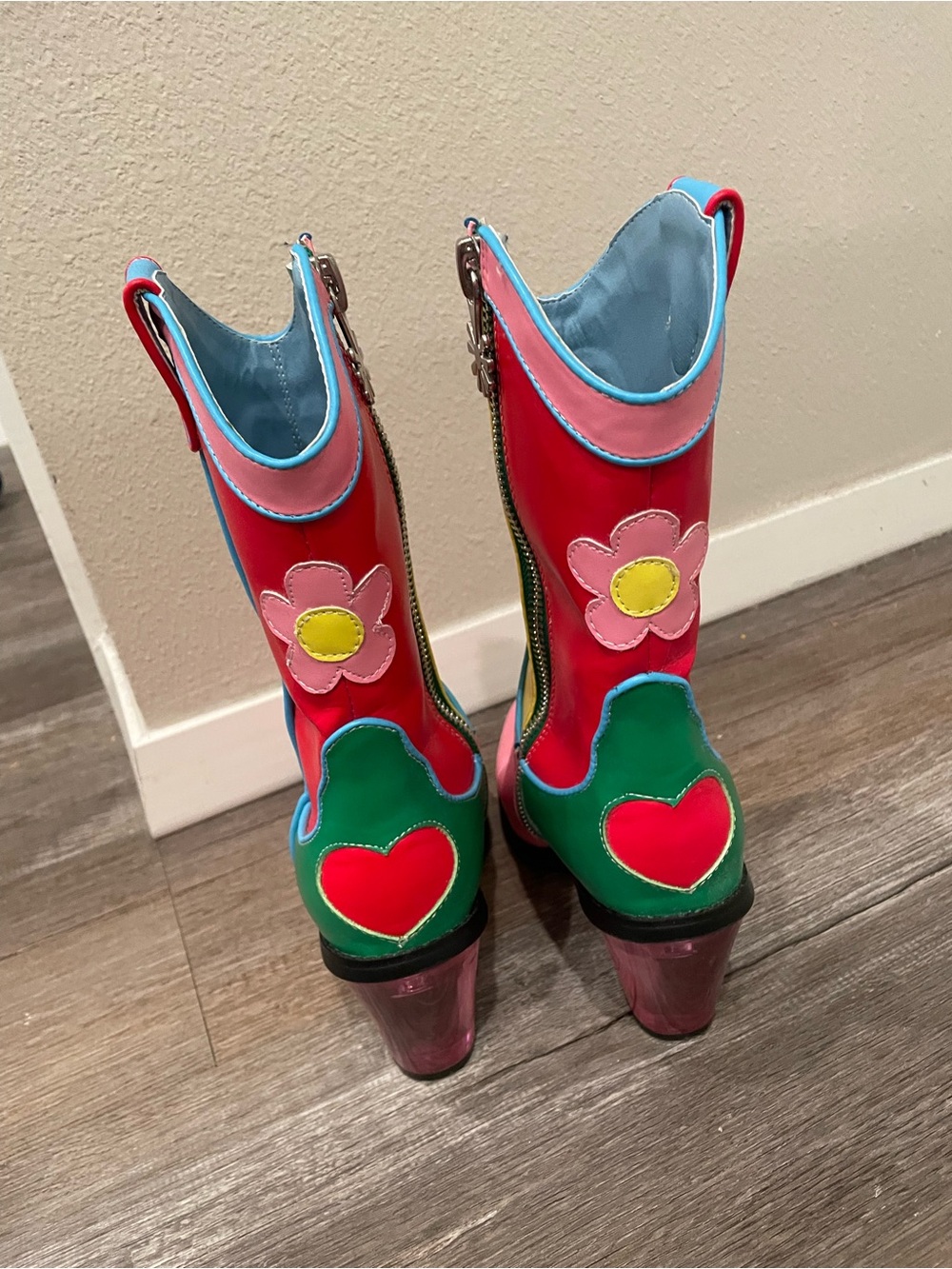 DOLLSKILL Colorblock Flower Cowgirl Boots - Pink Yellow Blue Green - Picture 4 of 10
